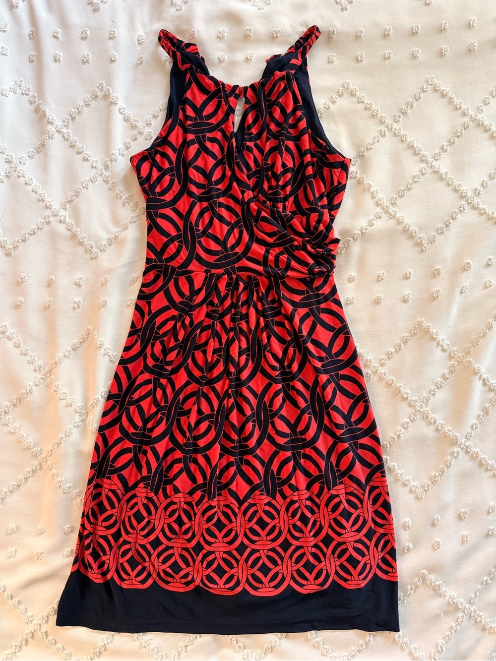 Enfocus Studio Red & Black Patterned Sleeveless Dress Size 6